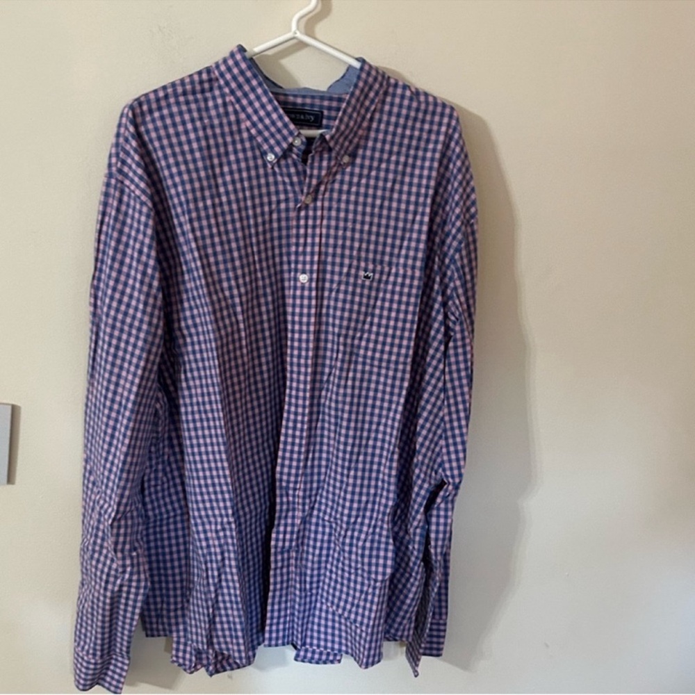 Crown & Ivy men's size xxl pink blue gingham button classic fit